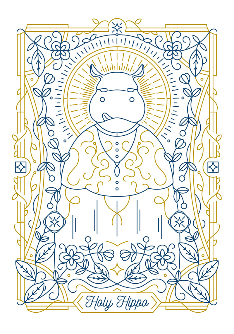 Illustrated Hippo Line Art