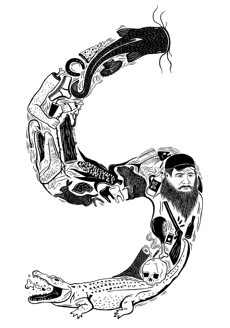 Swamp objects forming the Letter S